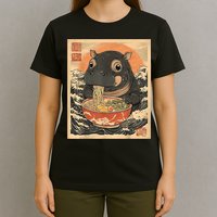 Moo Deng Hippo Eat Ramen For Japanese Style T-Shirt