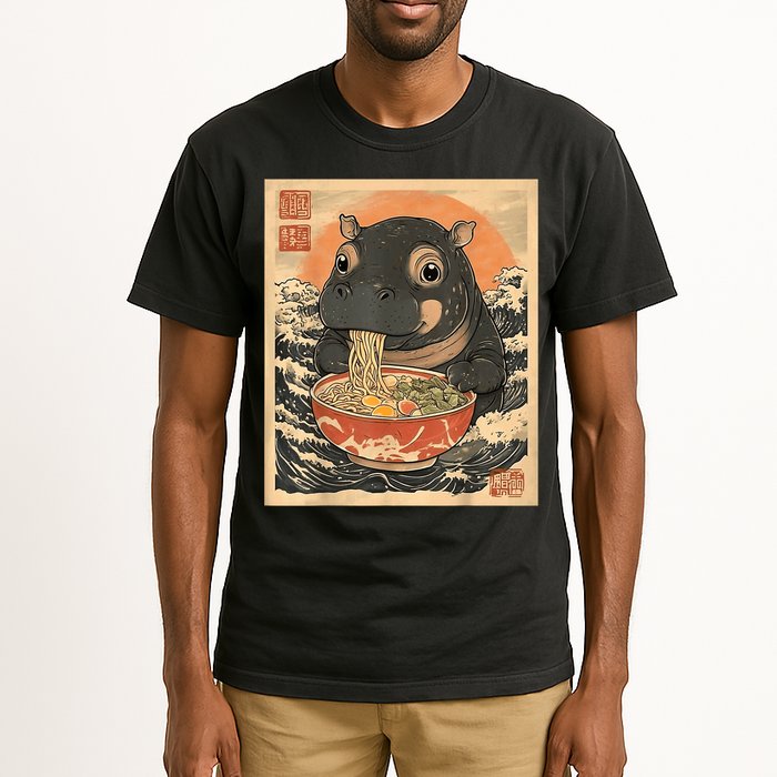 Moo Deng Hippo Eat Ramen For Japanese Style Tall T-Shirt