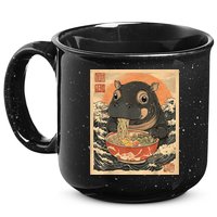 Moo Deng Hippo Eat Ramen For Japanese Style 15oz Campfire Ceramic Mug