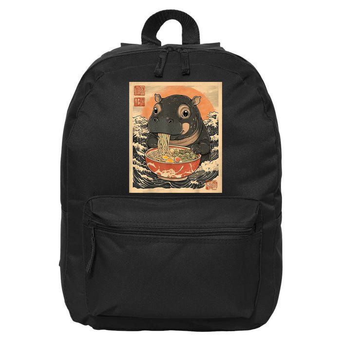 Moo Deng Hippo Eat Ramen For Japanese Style 16 in Basic Backpack