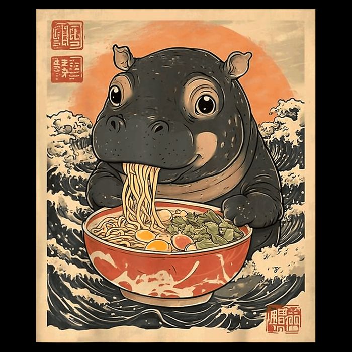 Moo Deng Hippo Eat Ramen For Japanese Style 16 in Basic Backpack