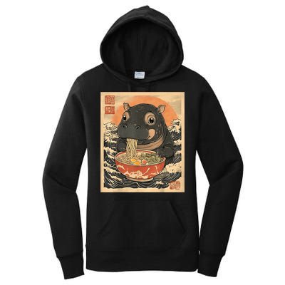 Moo Deng Hippo Eat Ramen For Japanese Style Women's Pullover Hoodie