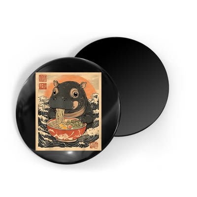 Moo Deng Hippo Eat Ramen For Japanese Style Magnet
