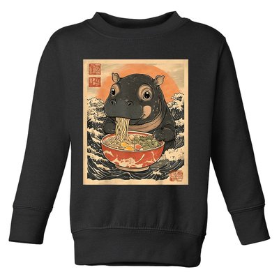 Moo Deng Hippo Eat Ramen For Japanese Style Toddler Sweatshirt