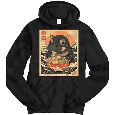 Moo Deng Hippo Eat Ramen For Japanese Style Tie Dye Hoodie