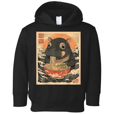 Moo Deng Hippo Eat Ramen For Japanese Style Toddler Hoodie