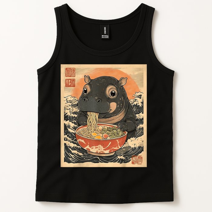 Moo Deng Hippo Eat Ramen For Japanese Style Tank Top