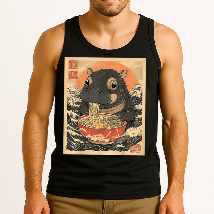 Moo Deng Hippo Eat Ramen For Japanese Style Tank Top