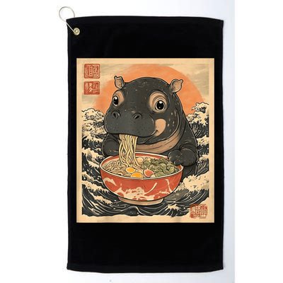Moo Deng Hippo Eat Ramen For Japanese Style Golf Towel