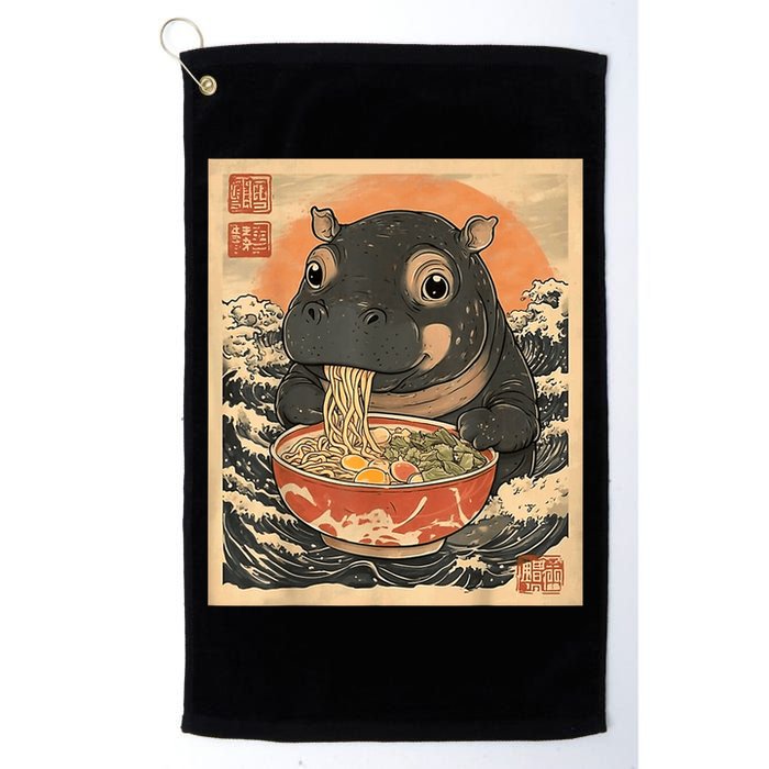 Moo Deng Hippo Eat Ramen For Japanese Style Golf Towel