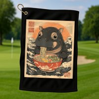 Moo Deng Hippo Eat Ramen For Japanese Style Golf Towel