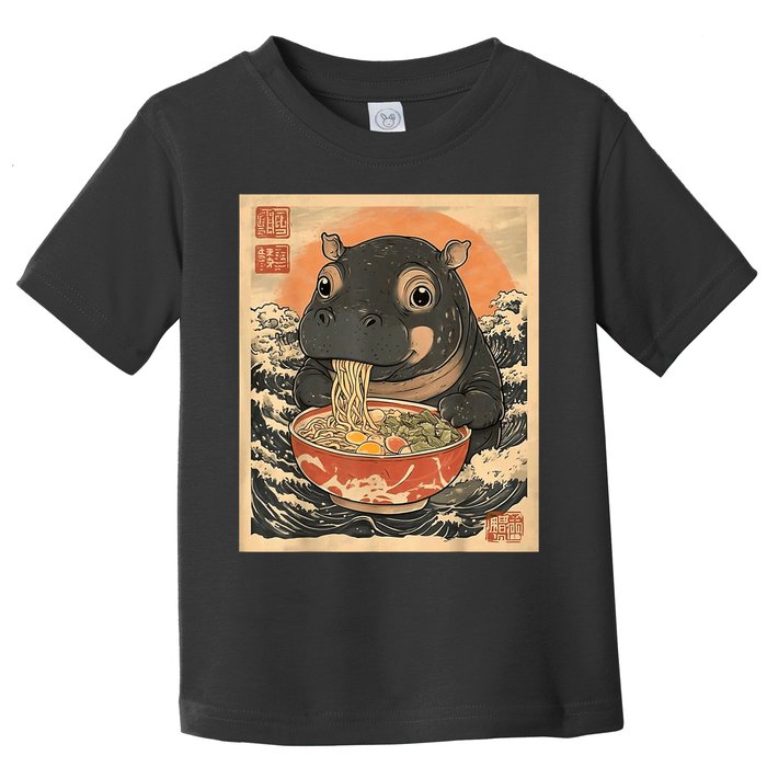 Moo Deng Hippo Eat Ramen For Japanese Style Toddler T-Shirt
