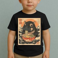 Moo Deng Hippo Eat Ramen For Japanese Style Toddler T-Shirt