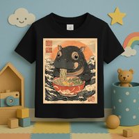 Moo Deng Hippo Eat Ramen For Japanese Style Toddler T-Shirt