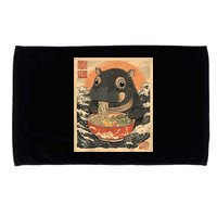 Moo Deng Hippo Eat Ramen For Japanese Style Microfiber Hand Towel