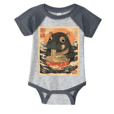 Moo Deng Hippo Eat Ramen For Japanese Style Infant Baby Jersey Bodysuit