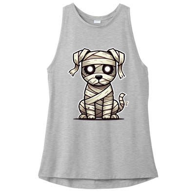 Mummy Dog Halloween Ladies PosiCharge Tri-Blend Wicking Tank