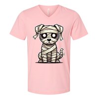 Mummy Dog Halloween V-Neck T-Shirt