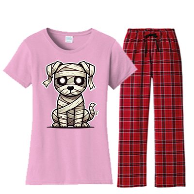 Mummy Dog Halloween Women's Flannel Pajama Set