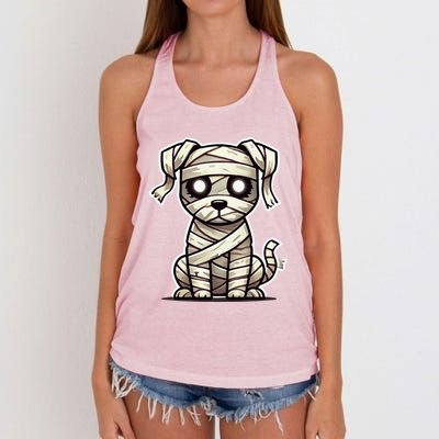 Mummy Dog Halloween Women's Knotted Racerback Tank