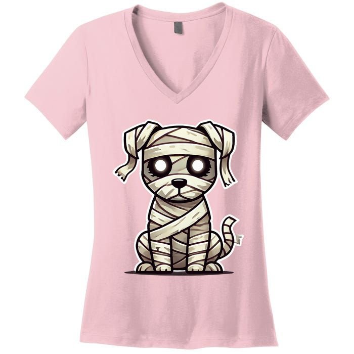 Mummy Dog Halloween Women's V-Neck T-Shirt