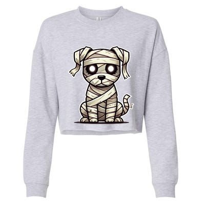 Mummy Dog Halloween Cropped Pullover Crew