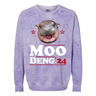 Moo Deng Hippo Cute Baby Pygmy Funny Election 2024 Colorblast Crewneck Sweatshirt