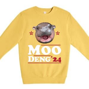 Moo Deng Hippo Cute Baby Pygmy Funny Election 2024 Premium Crewneck Sweatshirt