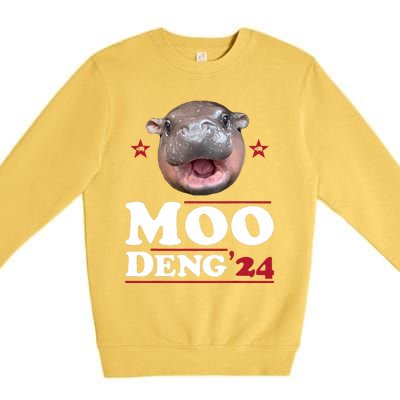 Moo Deng Hippo Cute Baby Pygmy Funny Election 2024 Premium Crewneck Sweatshirt