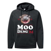 Moo Deng Hippo Cute Baby Pygmy Funny Election 2024 Performance Fleece Hoodie