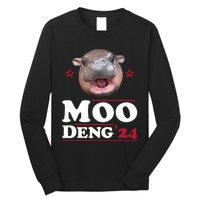 Moo Deng Hippo Cute Baby Pygmy Funny Election 2024 Long Sleeve Shirt