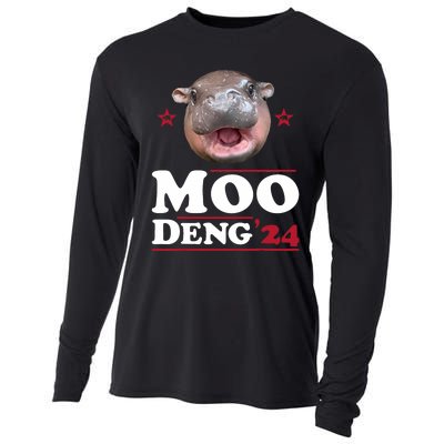 Moo Deng Hippo Cute Baby Pygmy Funny Election 2024 Cooling Performance Long Sleeve Crew