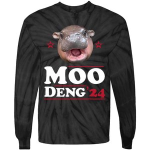 Moo Deng Hippo Cute Baby Pygmy Funny Election 2024 Tie-Dye Long Sleeve Shirt