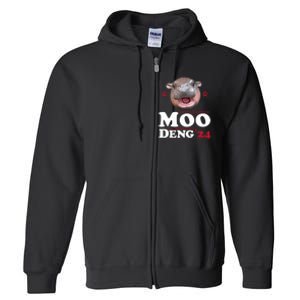 Moo Deng Hippo Cute Baby Pygmy Funny Election 2024 Full Zip Hoodie