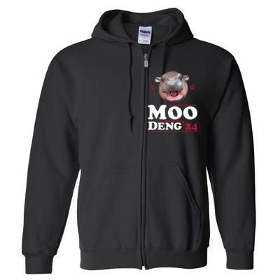 Moo Deng Hippo Cute Baby Pygmy Funny Election 2024 Full Zip Hoodie