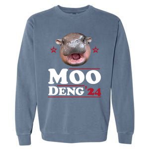 Moo Deng Hippo Cute Baby Pygmy Funny Election 2024 Garment-Dyed Sweatshirt