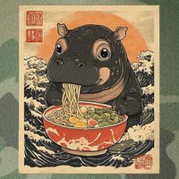 Moo Deng Hippo Eat Ramen For Japanese Style Legacy Tie Dye Trucker Hat