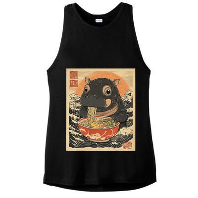 Moo Deng Hippo Eat Ramen For Japanese Style Ladies PosiCharge Tri-Blend Wicking Tank