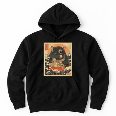 Moo Deng Hippo Eat Ramen For Japanese Style Hoodie