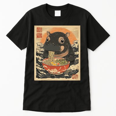 Moo Deng Hippo Eat Ramen For Japanese Style Tall T-Shirt