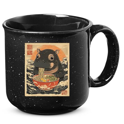 Moo Deng Hippo Eat Ramen For Japanese Style 15oz Campfire Ceramic Mug