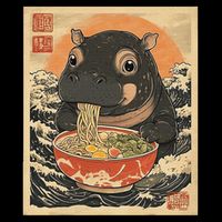 Moo Deng Hippo Eat Ramen For Japanese Style 16 in Basic Backpack