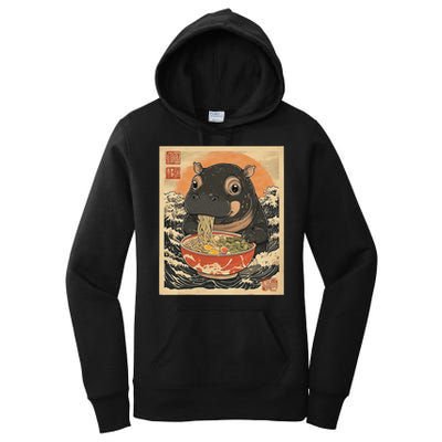 Moo Deng Hippo Eat Ramen For Japanese Style Women's Pullover Hoodie