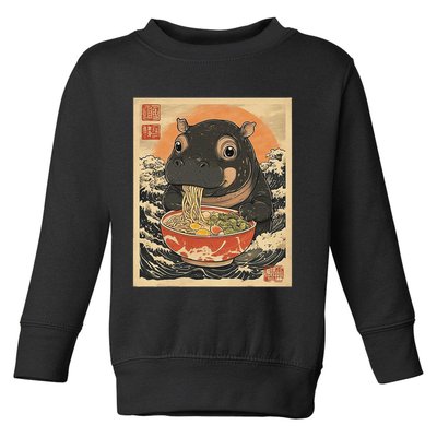 Moo Deng Hippo Eat Ramen For Japanese Style Toddler Sweatshirt