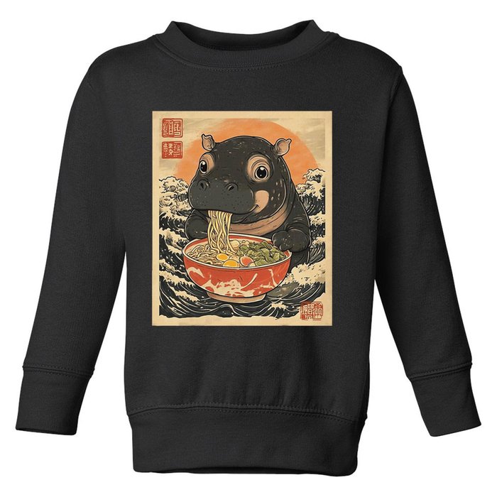 Moo Deng Hippo Eat Ramen For Japanese Style Toddler Sweatshirt