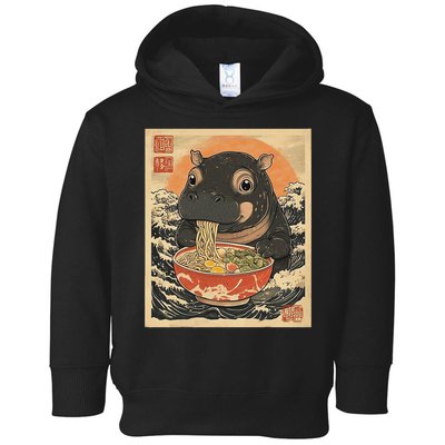 Moo Deng Hippo Eat Ramen For Japanese Style Toddler Hoodie