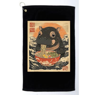 Moo Deng Hippo Eat Ramen For Japanese Style Golf Towel
