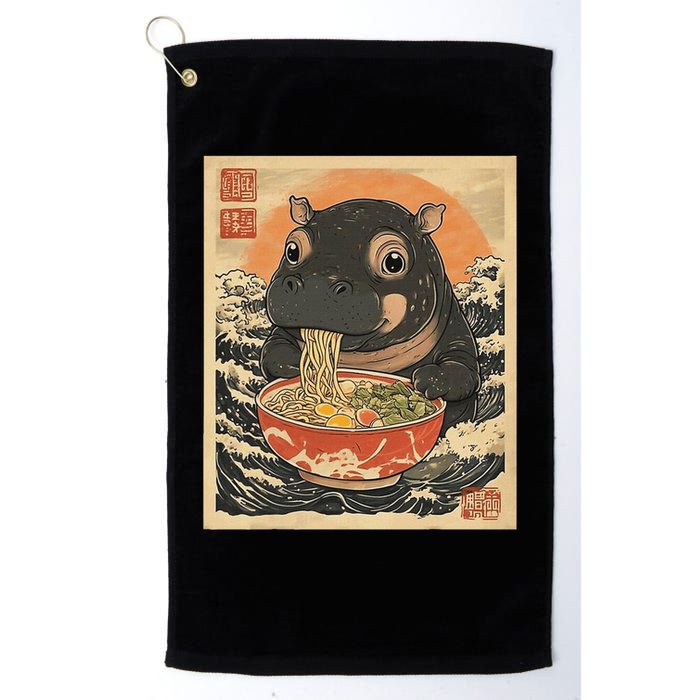 Moo Deng Hippo Eat Ramen For Japanese Style Golf Towel