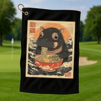 Moo Deng Hippo Eat Ramen For Japanese Style Golf Towel