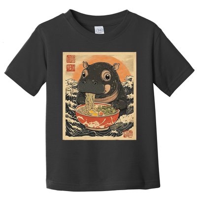 Moo Deng Hippo Eat Ramen For Japanese Style Toddler T-Shirt